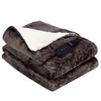 Luvego Elektrische Bovendeken XL 1 Persoons - 180x130CM - Warmtedeken, Omslagdeken & Knuffeldeken - 3M lange Kabel - 160W - Warme Deken - Verwarmd Fleece Plaid - Bruin