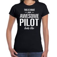 Awesome pilot / geweldige piloot cadeau t-shirt zwart voor dames - thumbnail