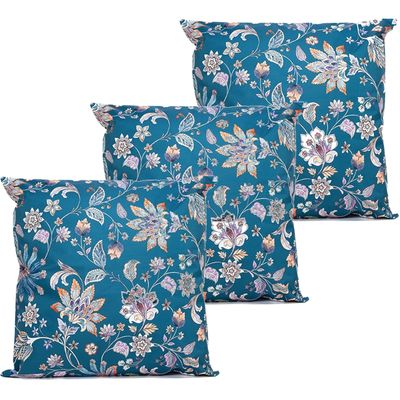 Buitenkussen bloem - 3x - blauw/paars - 60 x 60 cm - Water en UV bestendig Buitenkussen bloem - 3x - blauw/paars - 60 x 60 cm - Water en UV bestendig