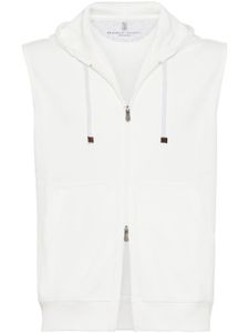 Brunello Cucinelli gilet zippé à capuche - Blanc