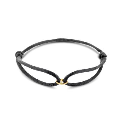 Armband geelgoud-satijn goudkleurig-zwart 13-26 cm