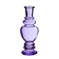 Bloemenvaas Venice - voor kleine stelen/boeketten - gekleurd glas - helder paars - D5,7 x H15 cm