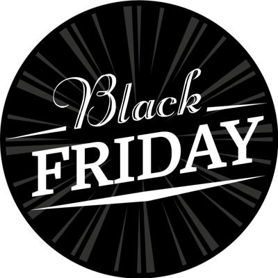 Black Friday rond vinyl tapijt zwart