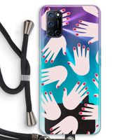 Hands pink: Oppo A92 Transparant Hoesje met koord