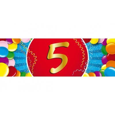 5 jaar leeftijd sticker - 19 x 6 cm - verjaardag versiering - feestartikelen