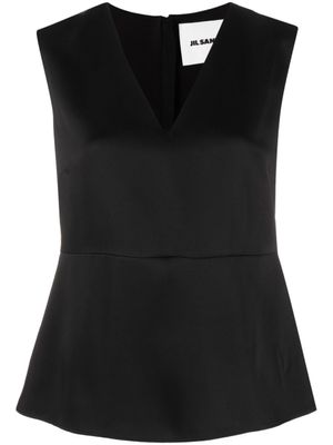 Jil Sander débardeur à col v - Noir