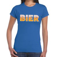 Bier tekst t-shirt blauw dames - thumbnail