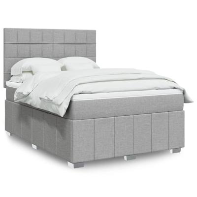 Boxspring met matras stof lichtgrijs 140x190 cm