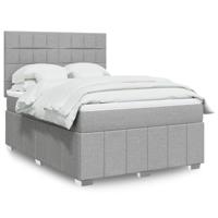 Boxspring met matras stof lichtgrijs 140x190 cm