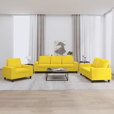 3-delige Loungeset stof lichtgeel