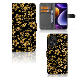 Xiaomi Poco F5 Hoesje Gouden Bloemen