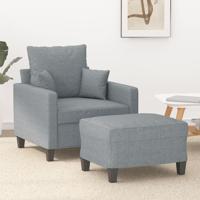 Fauteuil met voetenbank 60 cm stof lichtgrijs