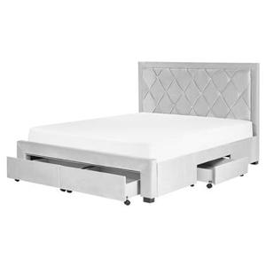 Beliani-LIEVIN-Bed met opbergruimte-Grijs-160 x 200 cm-Fluweel