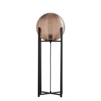 PTMD Korrin Brown embossed rib glass floor lamp ball - thumbnail