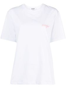 MSGM t-shirt en coton à logo brodé - Blanc