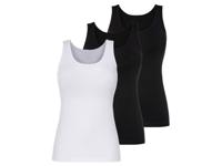 esmara 3 dames onderhemden (XS (32/34), Zwart/wit) - thumbnail