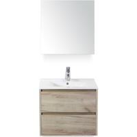 Dante Badmeubelset 60 cm - Craft Oak - Keramische Wastafel Wit Enjoy met Spiegelkast