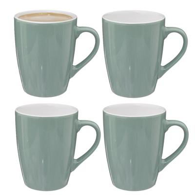 5Five Koffiemokken Colorama - 4x stuks - Keramiek - mintgroen - 380 ml - 9 x 11 cm