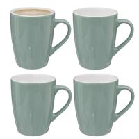 5Five Koffiemokken Colorama - 4x stuks - Keramiek - mintgroen - 380 ml - 9 x 11 cm