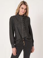 Denim blouse met ruche