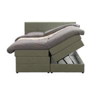Leen Bakker - Boxspring Met Opbergruimte Liv Geblokt - 160x200 Cm - Stof - Groen