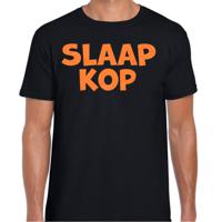 Verkleed T-shirt voor heren - slaap kop - pyjama party - zwart - glitter oranje - themafeest