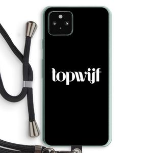 Topwijf Zwart: Pixel 5a 5G Transparant Hoesje met koord