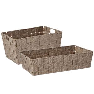 Kast/badkamer opbergmandjes set van 6x stuks beige in 2 formaten