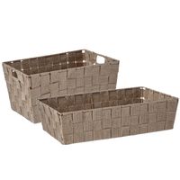 Kast/badkamer opbergmandjes set van 6x stuks beige in 2 formaten