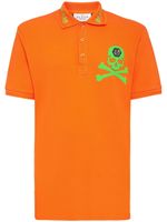 Philipp Plein skull-print cotton polo shirt - Orange - thumbnail