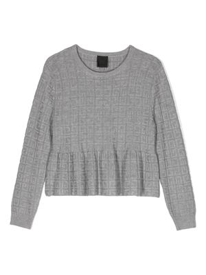 Givenchy Kids t-shirt froncé à logo en jacquard - Gris