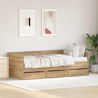 Dagbedframe met lades artisanaal eikenkleurig 90 x 190 cm