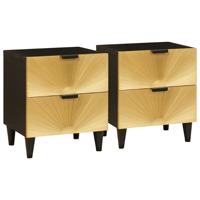 Nachtkastje met lade 2 pcs Zwart en Goud 40 x 33.5 x 46 cm