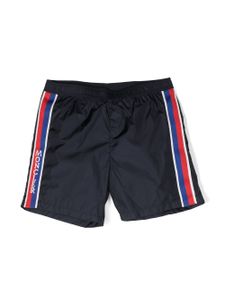 Moncler Enfant logo-print striped swim shorts - Bleu