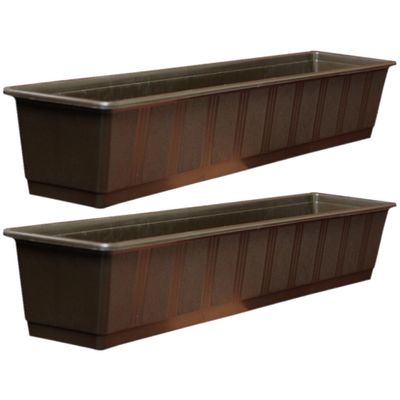 Set van 3x stuks plantenbakken bruin rechthoekig 80 x 17,5 x 14,5 cm Set van 3x stuks plantenbakken bruin rechthoekig 80 x 17,5 x 14,5 cm