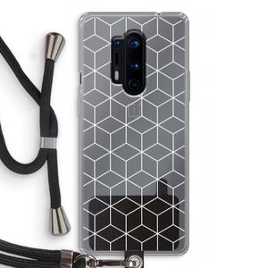 Zwart-witte kubussen: OnePlus 8 Pro Transparant Hoesje met koord