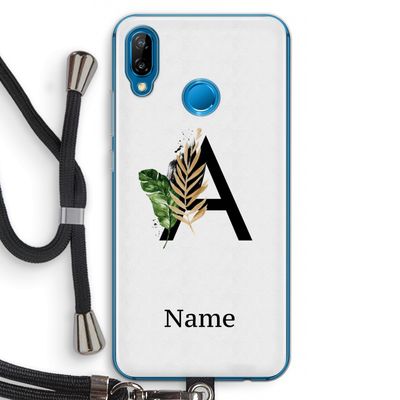 Charcoal Flora: Huawei P20 Lite Transparant Hoesje met koord