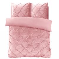 Dekbedovertrek Velvet Pintuck - Eenpersoons (140x200 cm) - Roze Microvezel - Dessin: Patroon - Sleeptime - Dekbed-Discounter.nl
