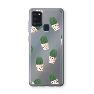 Cactusprint roze: Samsung Galaxy A21s Transparant Hoesje