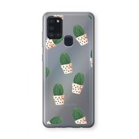 Cactusprint roze: Samsung Galaxy A21s Transparant Hoesje