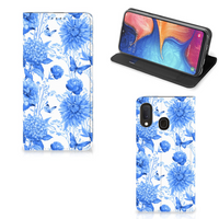 Smart Cover voor Samsung Galaxy A20e Flowers Blue - thumbnail