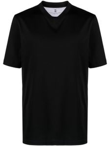 Brunello Cucinelli t-shirt en coton à col v - Noir