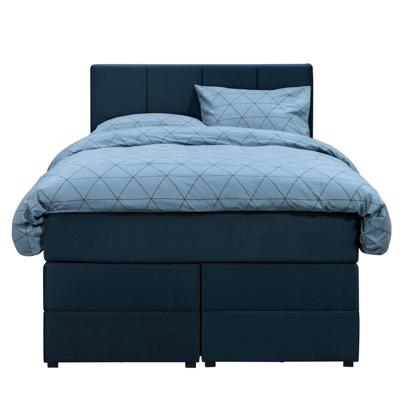 Leen Bakker - Boxspring Met Opbergruimte Liv Geblokt - 120x200 Cm - Stof/Velvet - Blauw