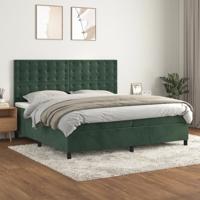 Boxspring met matras fluweel donkergroen 200x200 cm