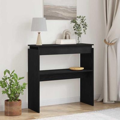 Wandtafel Zwart eiken 80 x 30 x 80 cm Bewerkt hout