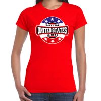 Have fear United States is here / Amerika supporter t-shirt rood voor dames