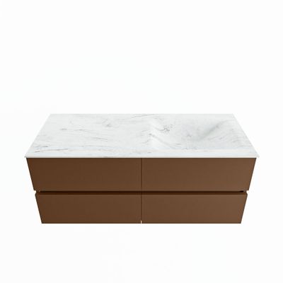 MONDIAZ VICA-DLUX 120cm badmeubel onderkast Rust 4 lades. Inbouw wastafel CLOUD rechts zonder kraangat, kleur Opalo.
