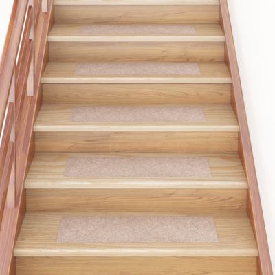 VidaXL 15 st trapmatten zelfklevend rechthoekig 76x20 cm lichtbruin
