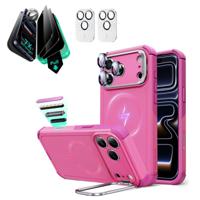 iPhone 17 Pro Max Bundle Cyber Tough Magnetic Case (Camera Control, Stash Stand) and Armorite Privacy Screen Protector - Rosy Pink iPhone 17 Pro Max Bundle Cyber Tough Magnetic Case (Camera Control, Stash Stand) and Armorite Privacy Screen Protector - Rosy Pink