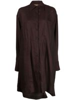 Ziggy Chen robe-chemise à détail drapé - Marron - thumbnail